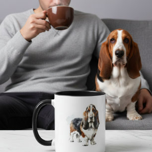 Caneca Personalizada com Arte de Basset Hound Fofo