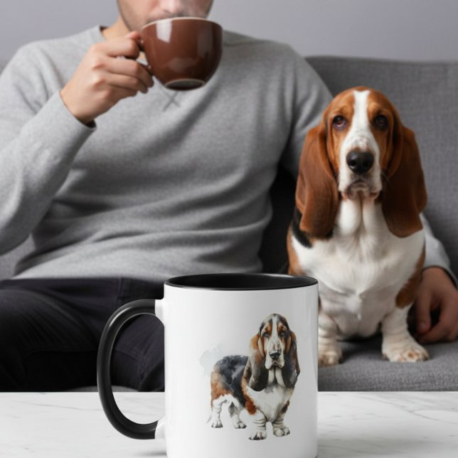 Caneca Personalizada com Arte de Basset Hound Fofo (Criador carregado)