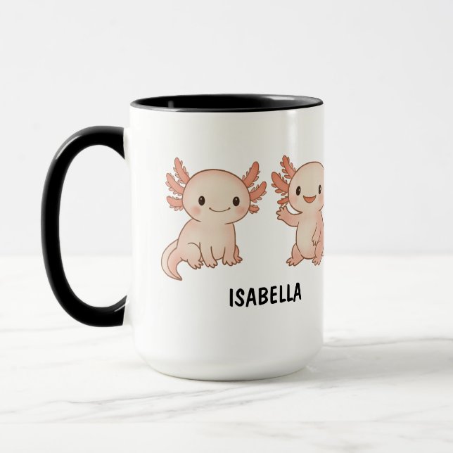 Caneca Personalizada com Axolote Desenhado à Mão (Esquerda)
