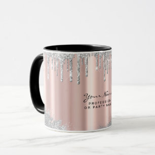 Caneca Personalizada com Brilho Rosa Dourado Prata