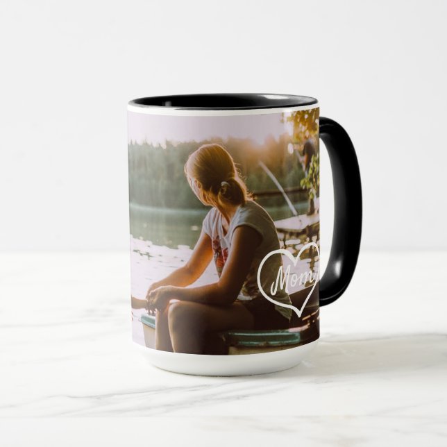 Caneca Personalizada com Foto da Família em Script (Frente Esquerda)