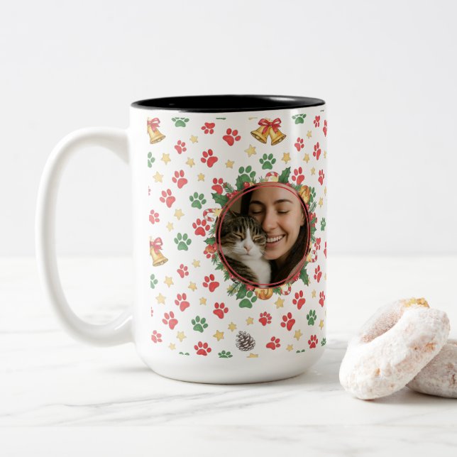 Caneca Personalizada com Foto de Natal da Pata do  (Com Donut)