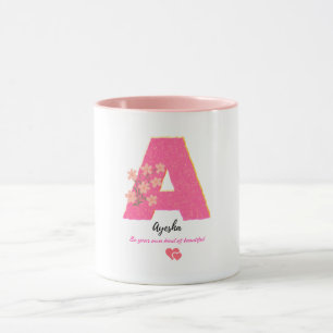 Caneca personalizada com letra floral A / monogram