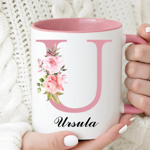 Caneca Personalizada com Monograma de Rosa Rosa pa
