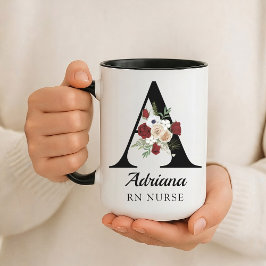 Caneca Personalizada com Monograma Floral para Noi