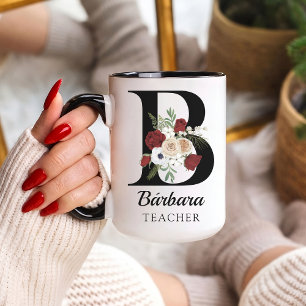 Caneca Personalizada com Monograma Floral para Pre