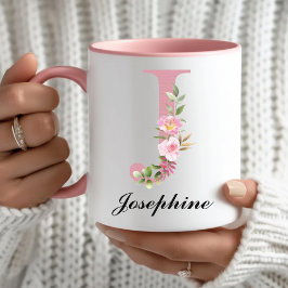 Caneca Personalizada com Monograma Rosa para Menin