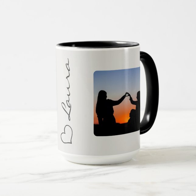 Caneca Personalizada com Nome e Foto em Script com (Frente Esquerda)
