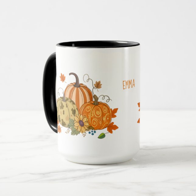 Caneca Personalizada com Nome para o Outono com Ab (Frente Esquerda)