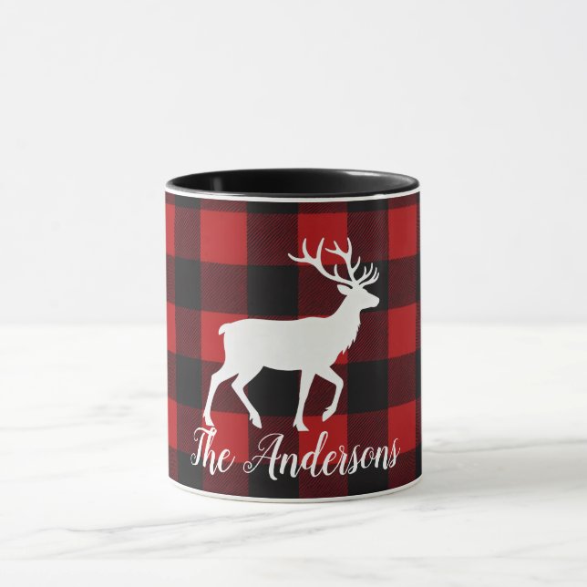 Caneca Personalizada com Xadrez de Búfalo e Nome d (Centro)