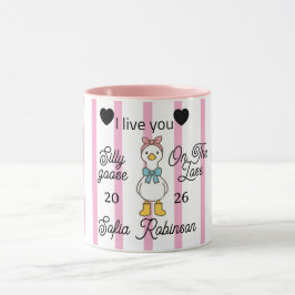 Caneca Personalizada Cute Silly Goose Faixa Rosa