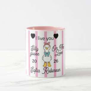 Caneca Personalizada Cute Silly Goose Faixa Rosa