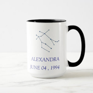 Caneca Personalizada da Constelação de Gêmeos - Zo