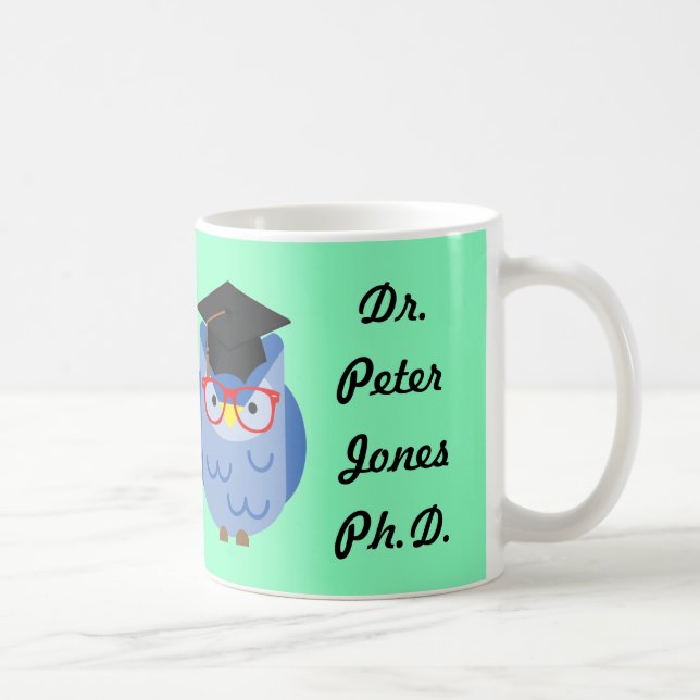 Caneca personalizada da graduação do PhD da coruja (Direita)