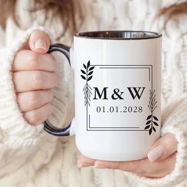 Caneca Personalizada de Aniversário – Presente Per (bridal shower favor, minimalist bride mug, hubby coffee mug, wife coffee mug, newlyweds coffee mug,)