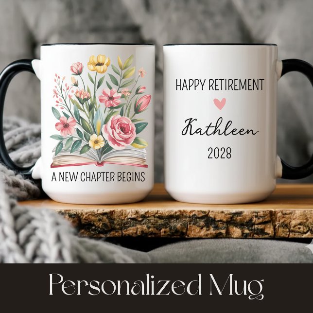 Caneca Personalizada de Aposentadoria para Colegas (Personalized retirement mug gift for coworker, Custom happy retirement mug for boss or teachers,)