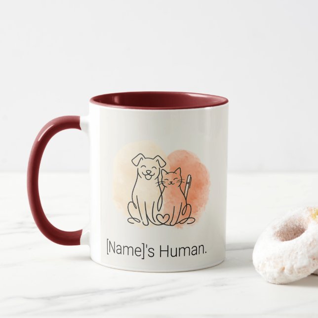 Caneca Personalizada de Aquarela Minimalista de Ca (Com Donut)