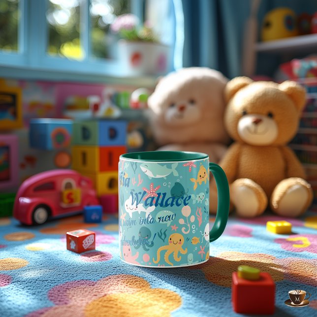 Caneca Personalizada de Aventura Subaquática Kawai (Criador carregado)