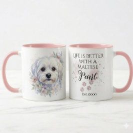 Caneca Personalizada de Cachorro Maltês com Aquare