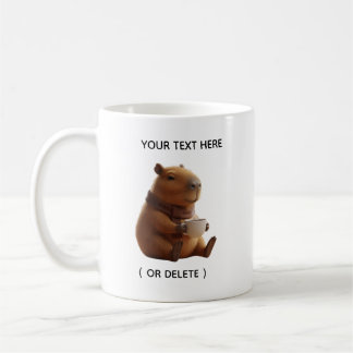 Caneca Personalizada de Capivara Fofa Bebendo Café