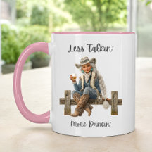 Caneca Personalizada de Cowgirl – Menos Conversa,