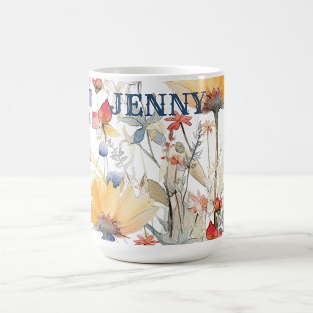 Caneca Personalizada de Flores Silvestres Boho Azu (Centro)