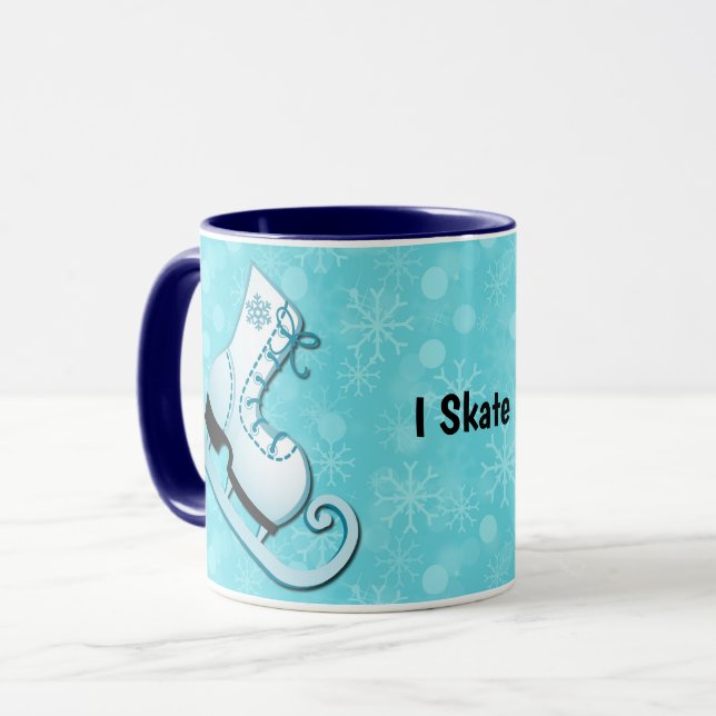 Caneca Personalizada de Patinação no Gelo em Azul (Frente Esquerda)