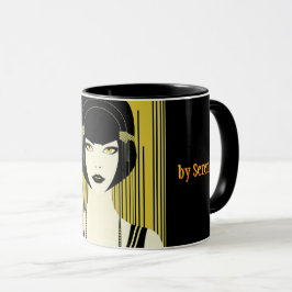 Caneca Personalizada de Tarot Art Deco Flapper Gir