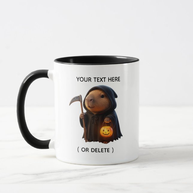 Caneca Personalizada Dia das Bruxas Capivara Ceifa (Esquerda)
