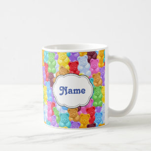 Caneca personalizada do arco-íris urso gomoso