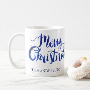 Caneca personalizada do azul e do White Christmas