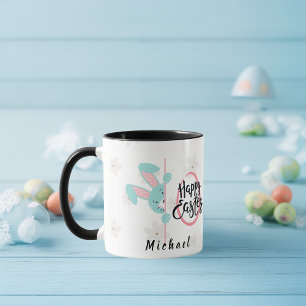 Caneca Personalizada do Coelho Azul de Páscoa