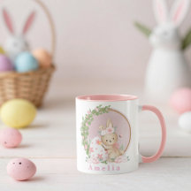 Caneca Personalizada do Coelho da Páscoa no Jardim