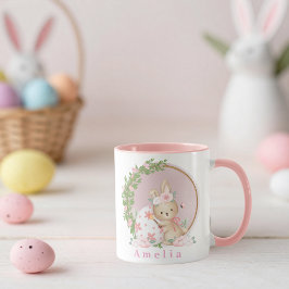 Caneca Personalizada do Coelho da Páscoa no Jardim