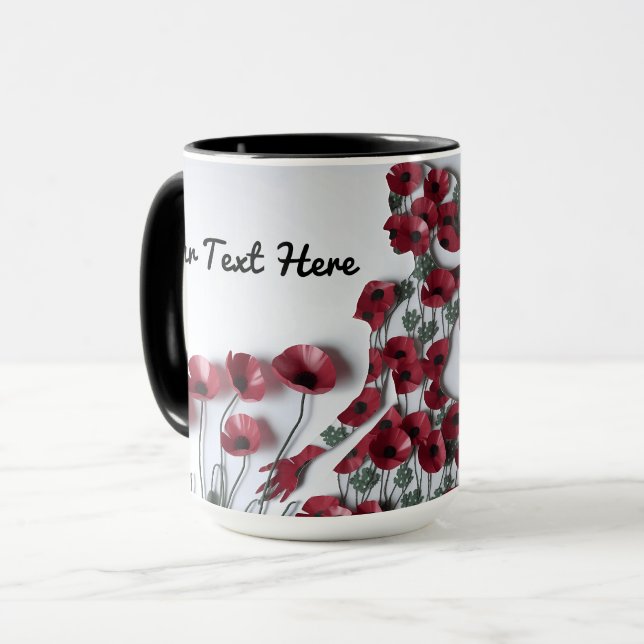 Caneca personalizada do Dia das Mães com Papoulas  (Frente Esquerda)
