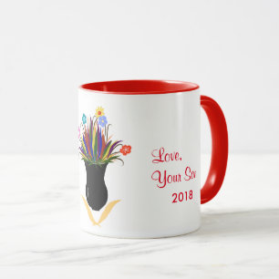 Caneca personalizada do dia das mães flores bonito