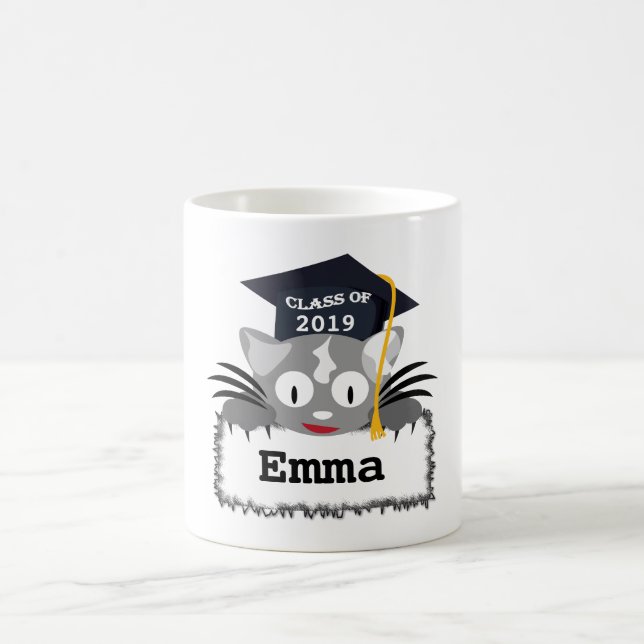 Caneca personalizada do gatinho da graduação (Centro)