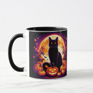Caneca personalizada do Gato Preto com Lua Cheia d