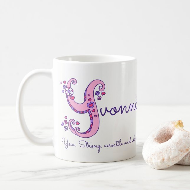 Caneca personalizada do monograma de Yvonne (Com Donut)