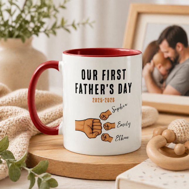 Caneca Personalizada do Nosso Primeiro Dia dos Pai (Personalized Our First Father’s Day Mug | New Dad)
