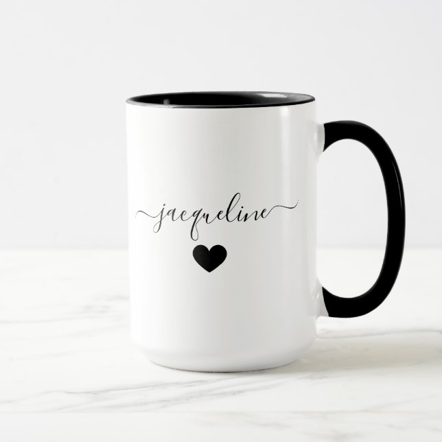 Caneca Personalizada Elegante com Nome e Coração (Direita)