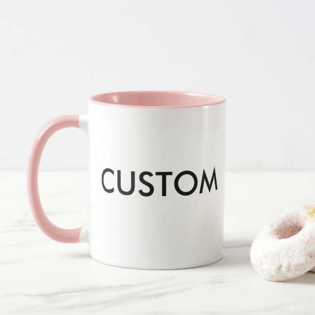 Caneca Personalizada em Branco - Borda e Alça ROSA (Com Donut)