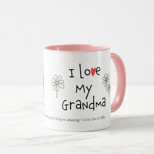 Caneca Personalizada Eu Amo Minha Avó 1 Foto (Frente Esquerda)