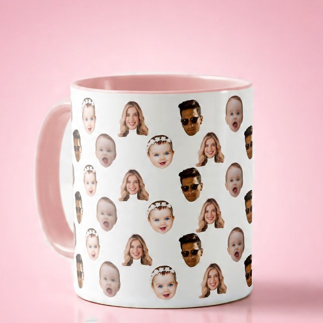 Caneca Personalizada Família Engraçada Face 4 Fotos (Criador carregado)