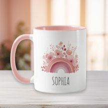 Caneca Personalizada Floral Rainbow Girls Nome