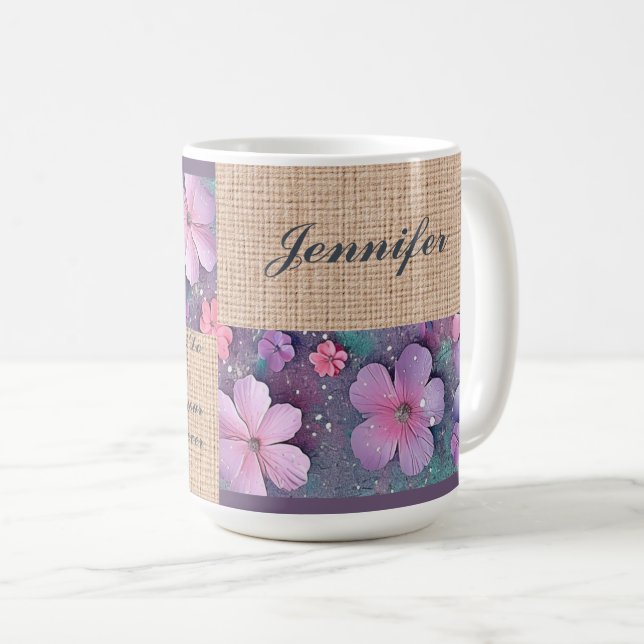 Caneca Personalizada - Flores Coloridas (Frente Esquerda)