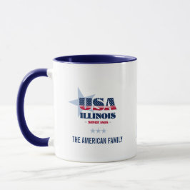 Caneca Personalizada Illinois EUA 1818 Estrela Azu