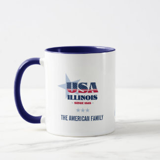 Caneca Personalizada Illinois EUA 1818 Estrela Azu