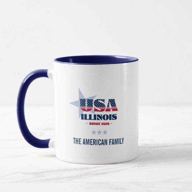 Caneca Personalizada Illinois EUA 1818 Estrela Azu (Esquerda)