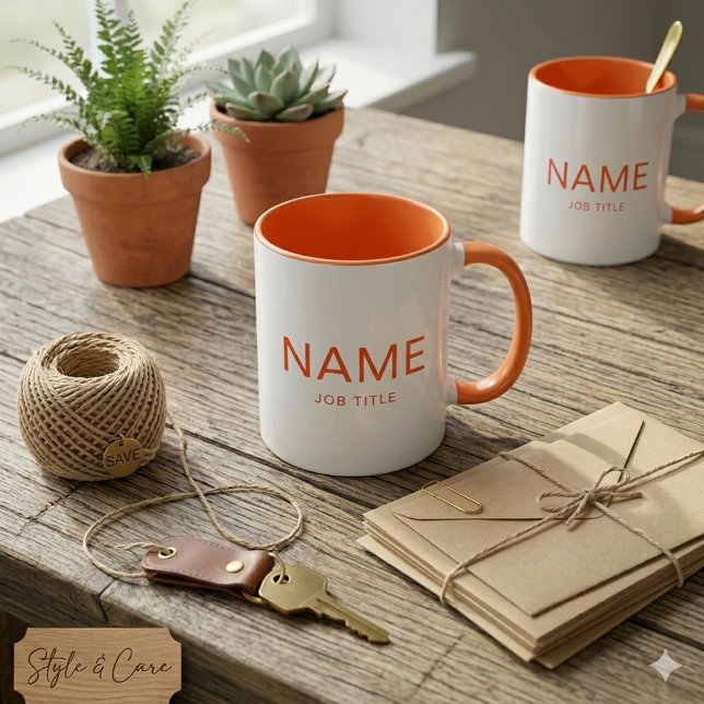 Caneca Personalizada Laranja Combo com o Seu Nome (Personalized Orange Combo Mug with Your Name)